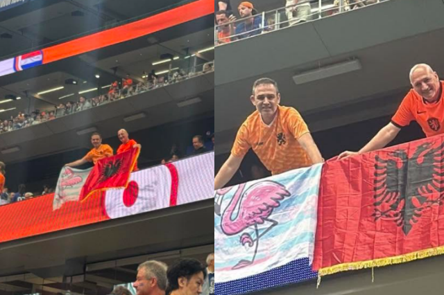 HOLANDË-JAPONI NË TEXAS, NË STADIUM SHFAQEN FLAMUJ SHQIPTARË GJATË NDESHJES SË BOTËRORIT